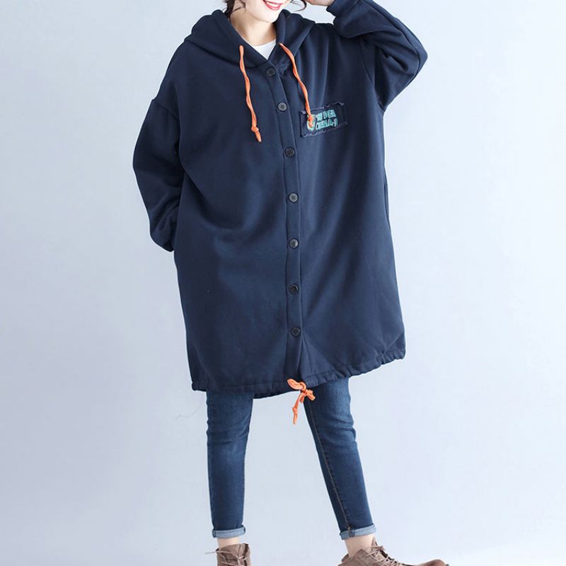 Winter Casual Katoenen Vesten Oversized Marine Mode Jassen Met Capuchon Cartoon Prints