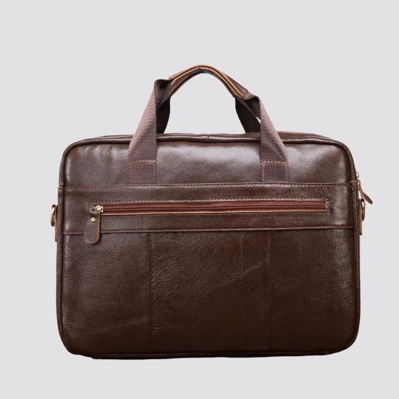 Heren Lederen Retro Reisaktentas Business 15.6 Inch Laptoptas Ontwerp Messengertas - Bruin