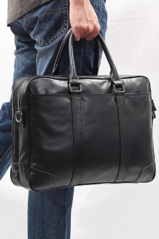 Mannen Echt Lederen Aktetas 15.6 Inch Laptop Handtas Business Crossbody Tas Man Tote Messenger Schoudertassen Mannelijke Reistas