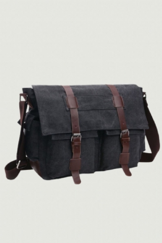 Mannen Messenger Bags Canvas En Leer Patchwork Grote Satchel Schoudertassen Mannelijke Laptop Aktetas Vintage Reishandtas