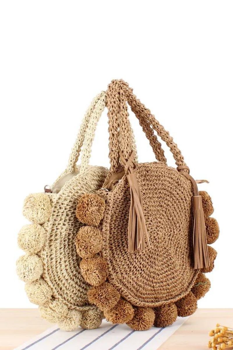 Boheemse Kwastje Rotan Dames Handtassen Geweven Crossbody Schoudertassen Designer Bal Zomer Strandtas