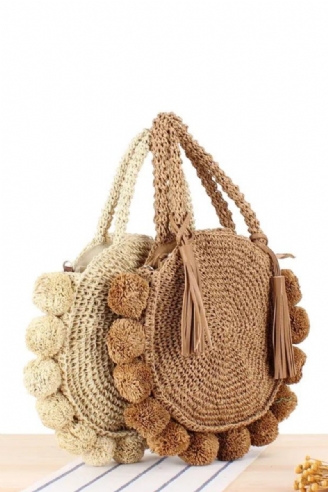 Boheemse Kwastje Rotan Dames Handtassen Geweven Crossbody Schoudertassen Designer Bal Zomer Strandtas