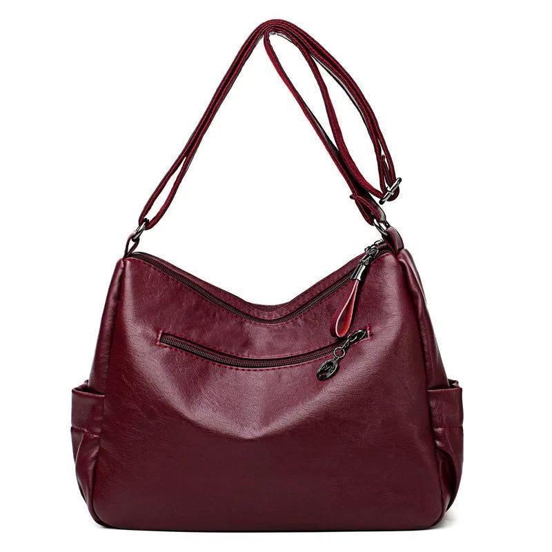 Dames Messenger Bag Leren Schoudertas Casual Vierkante Moedertas Vrouwelijke Crossbodytassen - Rood