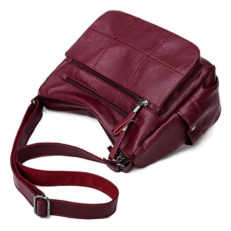 Dames Messenger Bag Leren Schoudertas Casual Vierkante Moedertas Vrouwelijke Crossbodytassen - Rood