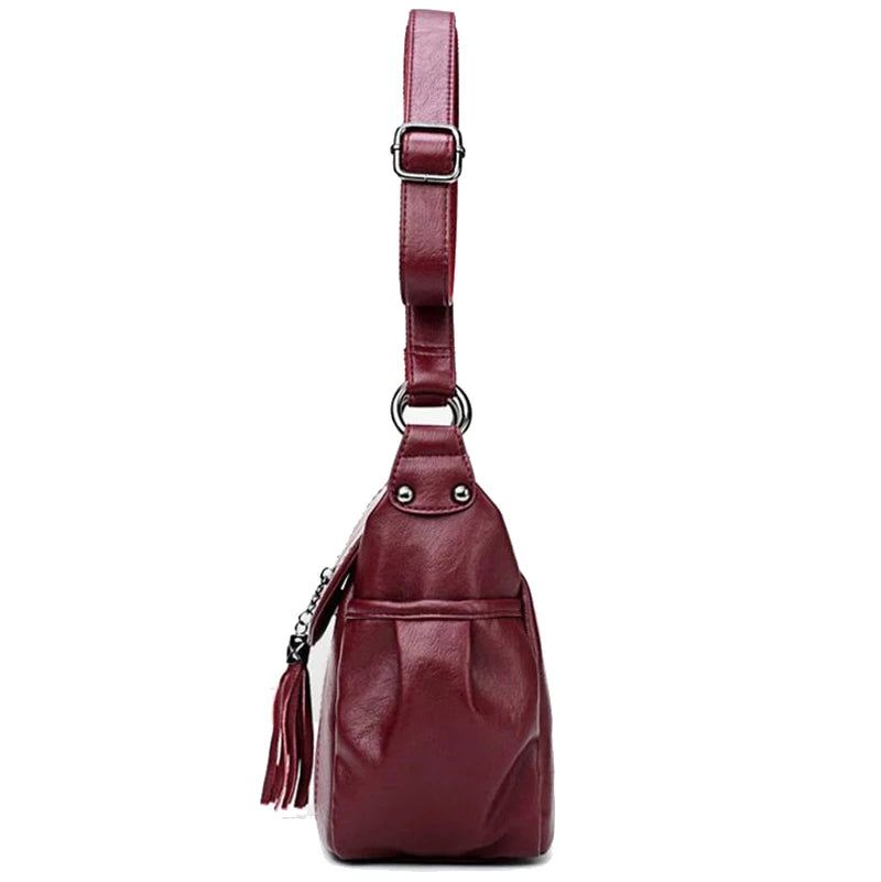 Dames Messenger Bag Leren Schoudertas Casual Vierkante Moedertas Vrouwelijke Crossbodytassen - Rood