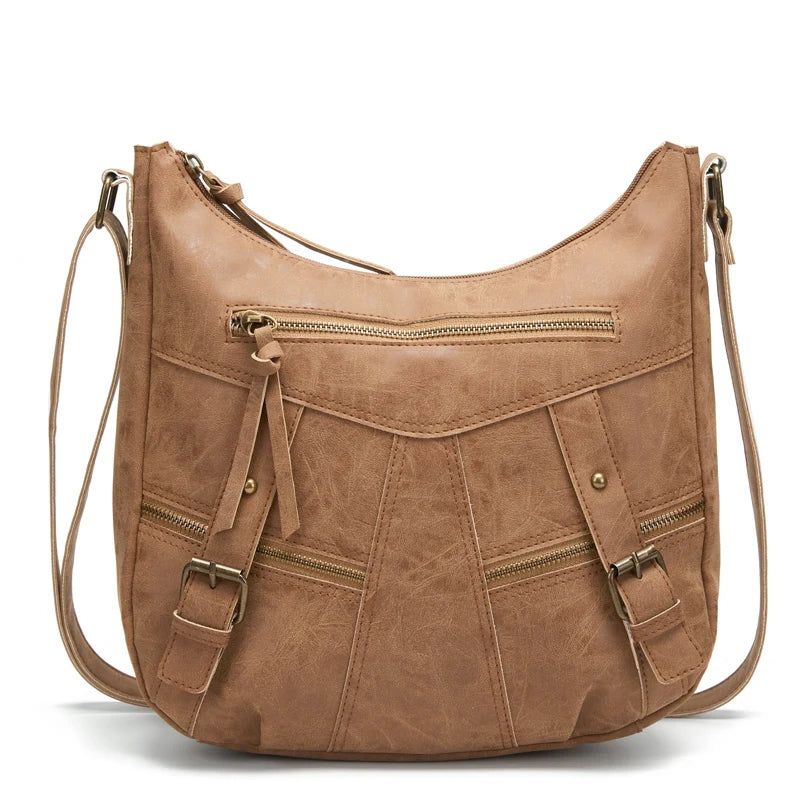 Dames Schoudertas Leren Crossbody Tas Handtas Zakken Tote Portemonnees - Beige