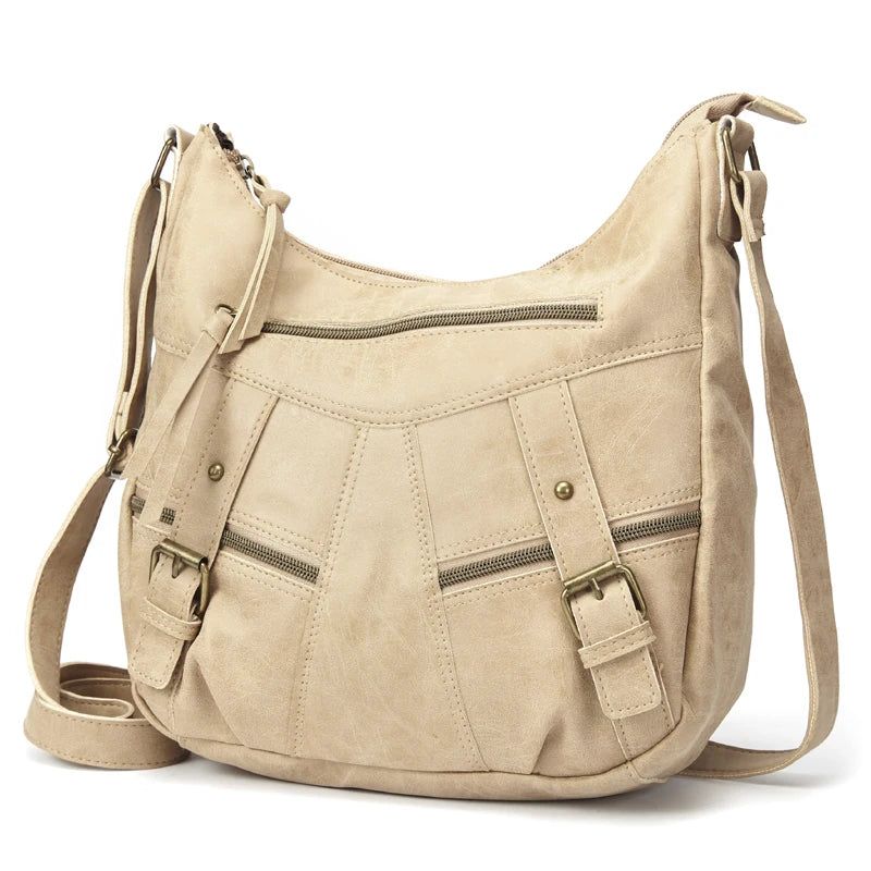 Dames Schoudertas Leren Crossbody Tas Handtas Zakken Tote Portemonnees - Beige