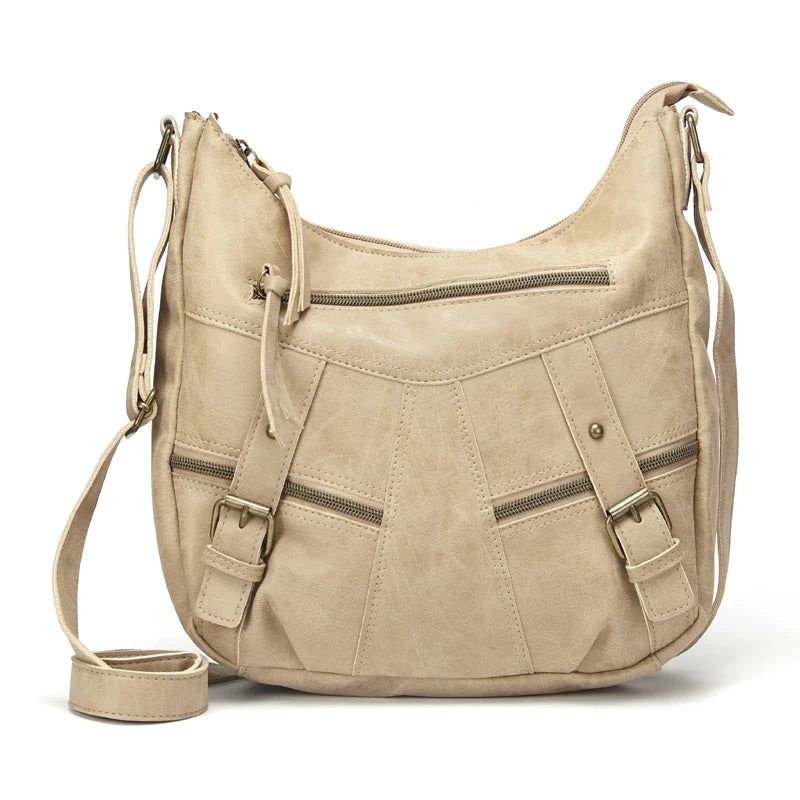 Dames Schoudertas Leren Crossbody Tas Handtas Zakken Tote Portemonnees - Beige