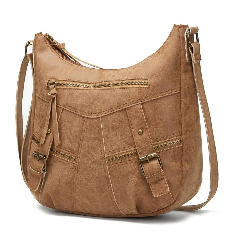 Dames Schoudertas Leren Crossbody Tas Handtas Zakken Tote Portemonnees - Beige