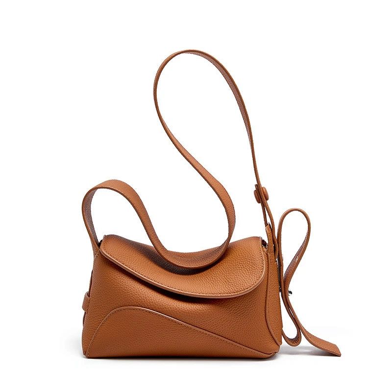 Flap Bag Eerste Laag Leer Verstelbare Riem Dames Schouder Crossbody Tas Klein - Zwart