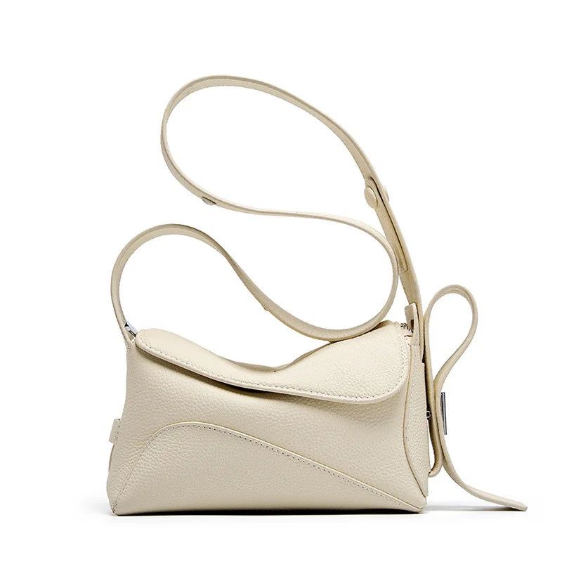 Flap Bag Eerste Laag Leer Verstelbare Riem Dames Schouder Crossbody Tas Klein - Zwart