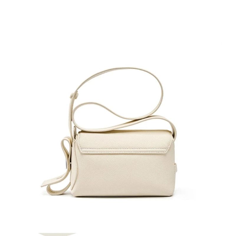 Flap Bag Eerste Laag Leer Verstelbare Riem Dames Schouder Crossbody Tas Klein - Zwart