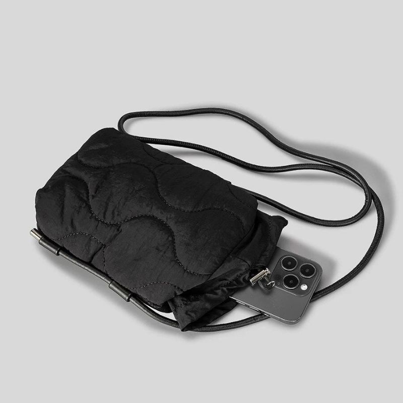 Gewatteerde Crossbodytassen Voor Dames Designer Donzen Katoenen Schoudertas Casual Nylon Messengertas Klein - Zwart