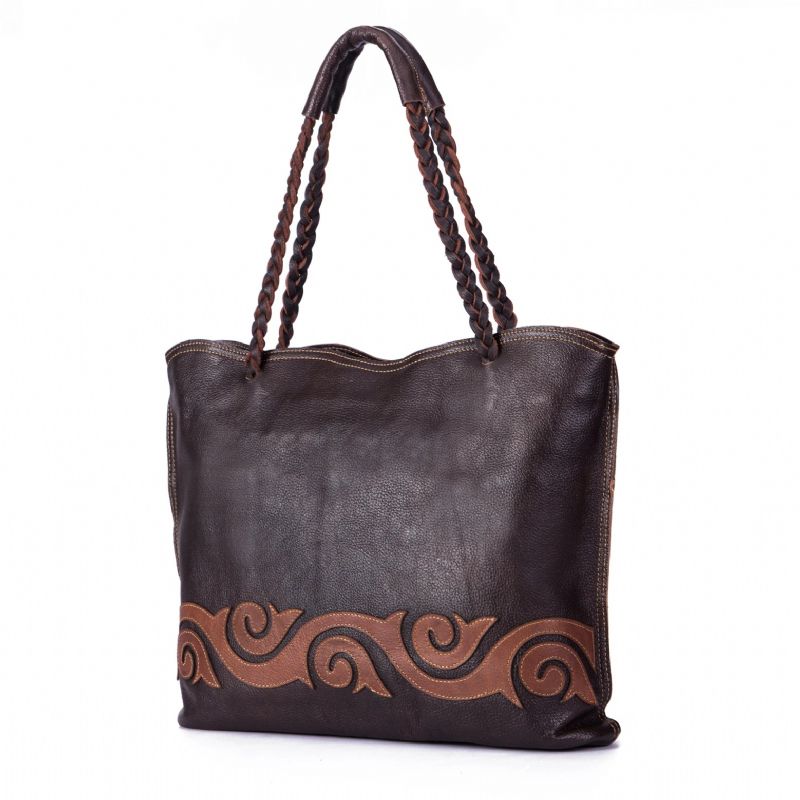 Graan Echt Leer Beroemde Luxe Dames Schoudertas Designer Vrouwelijke Vintage Tote - Zwart