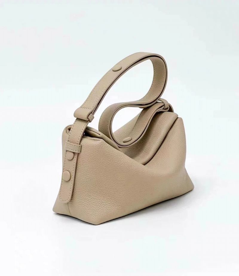 Handtas Gebreide Geweven Riem Enkele Schoudertas Beige Zachte Eerste Laag Leren Dames Crossbody Tas - Beige