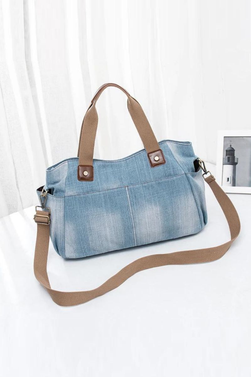 Luxe Tassen Voor Dames Handtas Met Grote Capaciteit Denim Draagtas Vrouwelijke Schoudertas