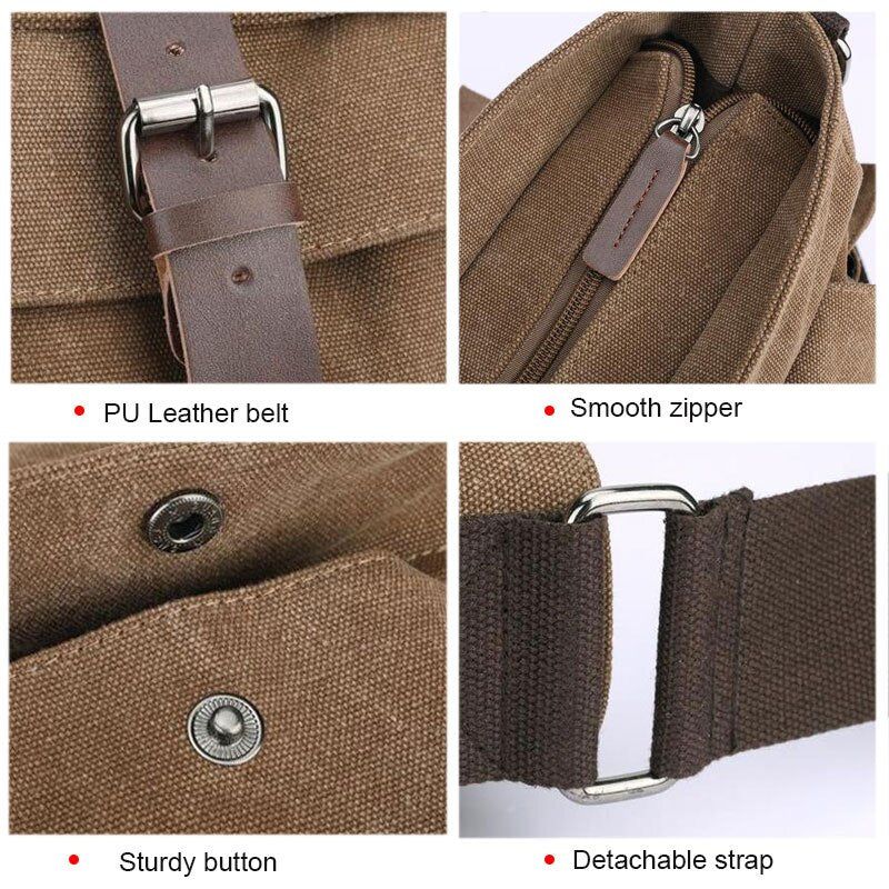 Mannen Messenger Bags Canvas En Leer Patchwork Grote Satchel Schoudertassen Mannelijke Laptop Aktetas Vintage Reishandtas - Kaki