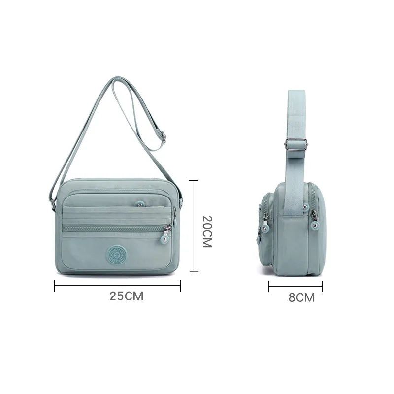 Schoudertas Voor Dames Meerlaagse Stevige Crossbodytassen Met Ritssluiting Eenvoudige Vrouwelijke Messenger-flappen - Zwart