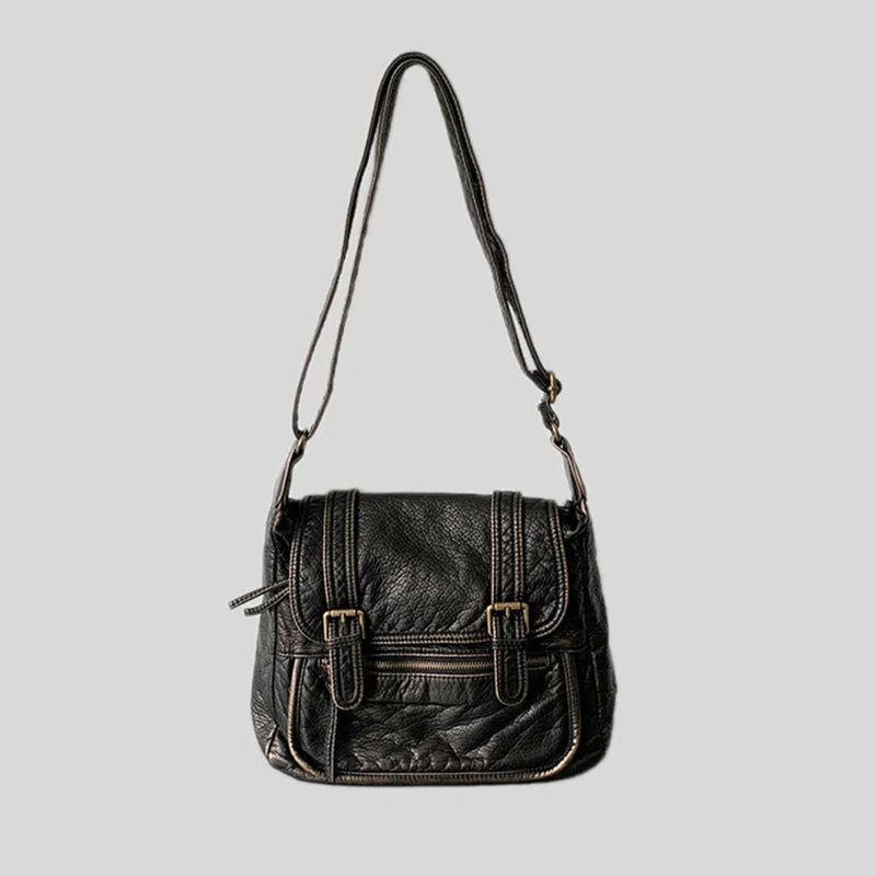 Tas Voor Dames Vintage Schoudertas Crossbody Tas Zachte Motorfietstas Met Grote Capaciteit Leren Tas - Grijs