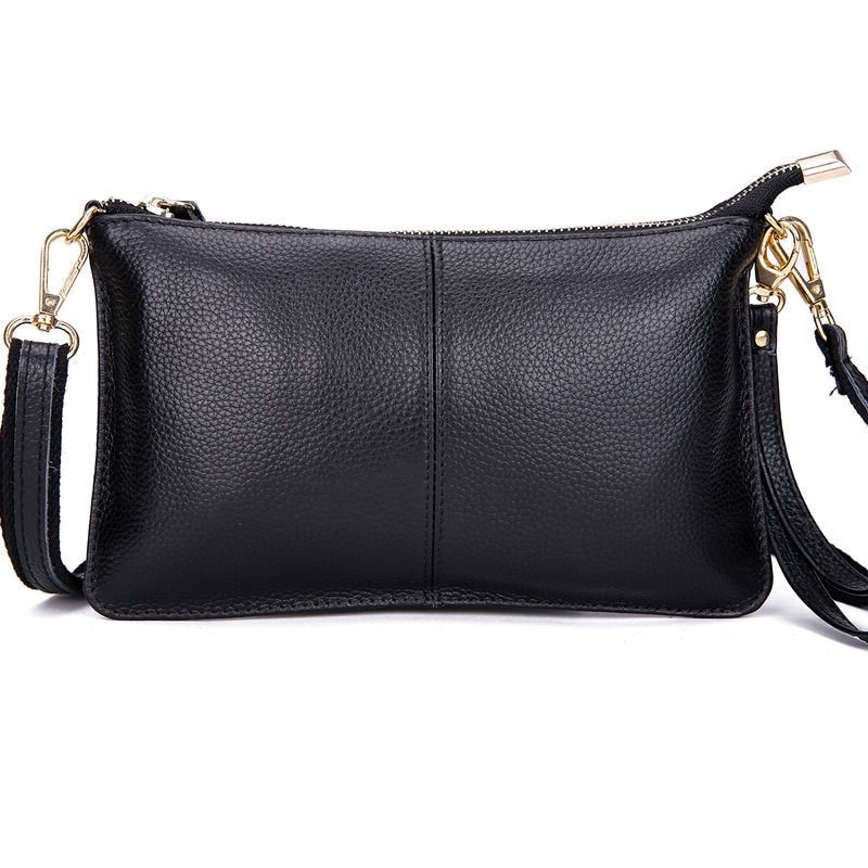 Vrouwen Echt Leer Dag Koppelingen Snoep Schoudertassen Crossbody Tassen Kleine Clutch - Zwart