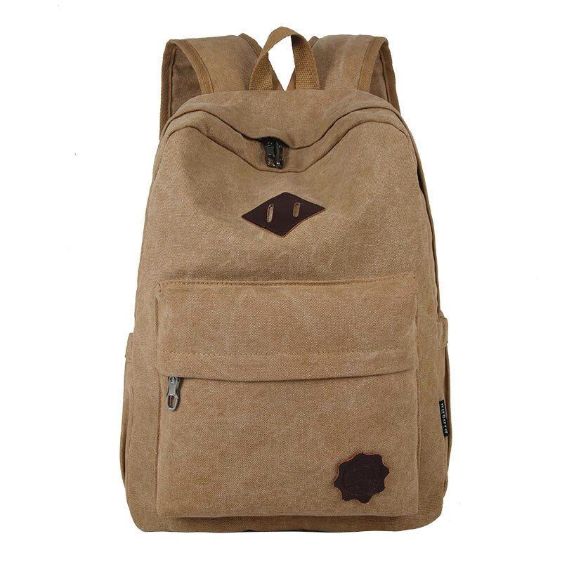 Retro Duurzame Canvas Rugzak Heren Stevige College Schooltas Voor Tiener Outdoor Capaciteit Camping Reisrugzak - Zwart