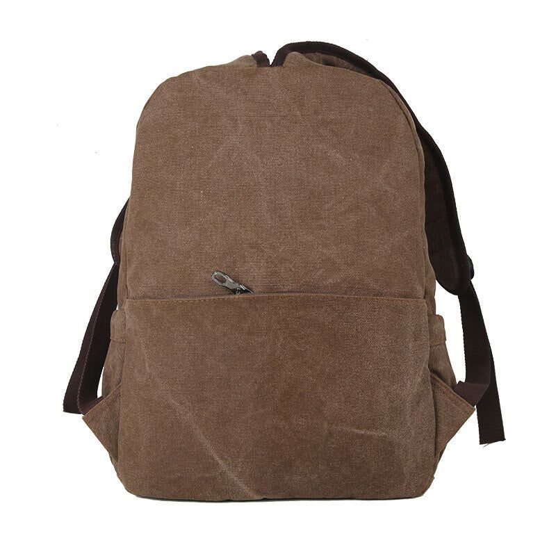 Retro Duurzame Canvas Rugzak Heren Stevige College Schooltas Voor Tiener Outdoor Capaciteit Camping Reisrugzak - Zwart