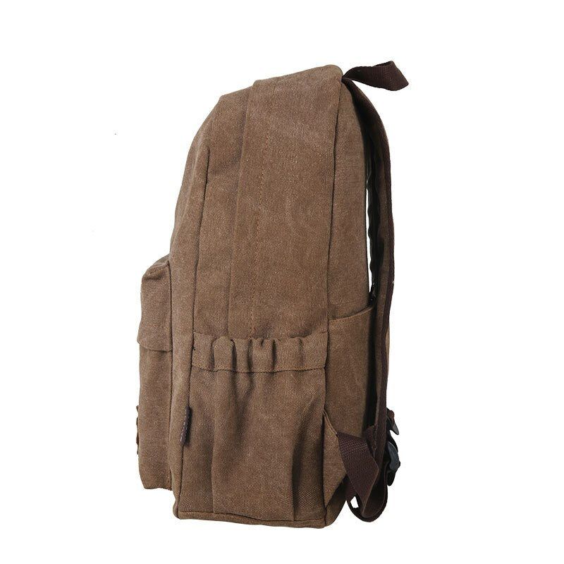 Retro Duurzame Canvas Rugzak Heren Stevige College Schooltas Voor Tiener Outdoor Capaciteit Camping Reisrugzak - Zwart