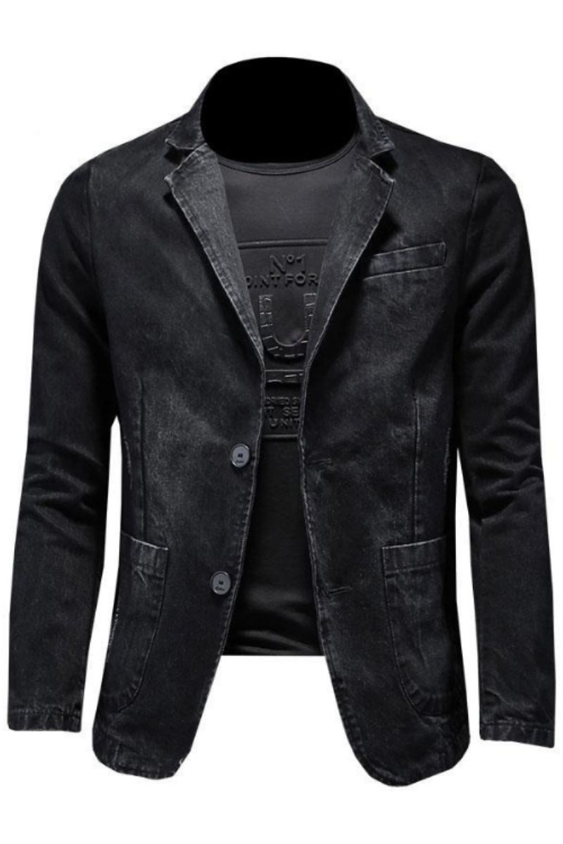 Denim Blazer Mannen Jeans Slim Fit Cowboy Jassen Leisure Heren Pak Jean Jas Casual Jas Enkele Knop Nieuw