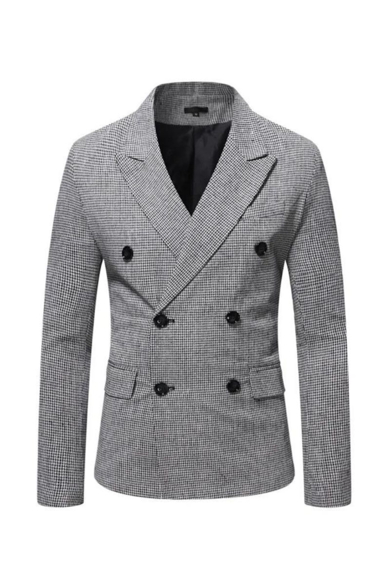 Elegante Herenkostuums Vintage Geruite Jurk Met Dubbele Rij Knopen Voor Heren Formele Blazers