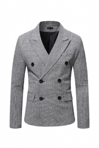 Elegante Herenkostuums Vintage Geruite Jurk Met Dubbele Rij Knopen Voor Heren Formele Blazers