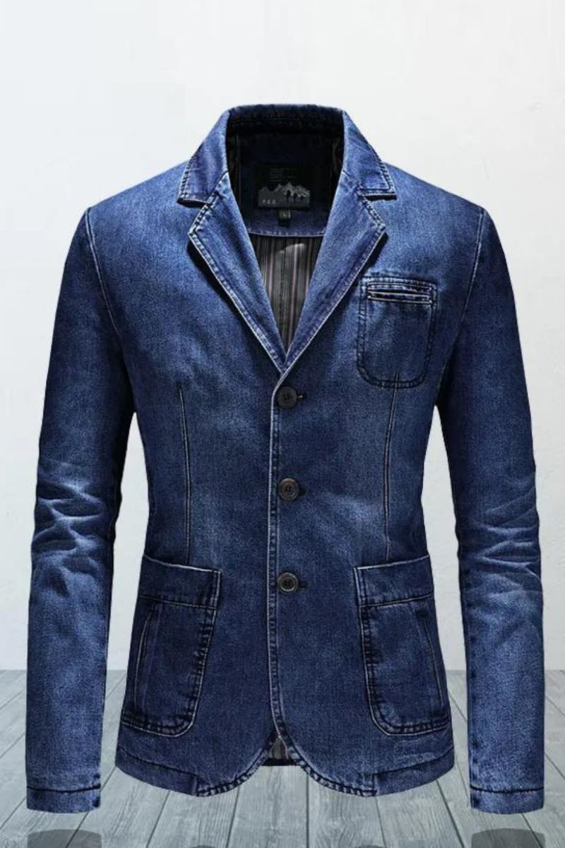 Heren Denim Blazers Mannelijke Jas Oversized Lente Herfst Casual Blazer Herenkleding Bovenkleding Jas