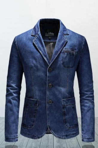 Heren Denim Blazers Mannelijke Jas Oversized Lente Herfst Casual Blazer Herenkleding Bovenkleding Jas