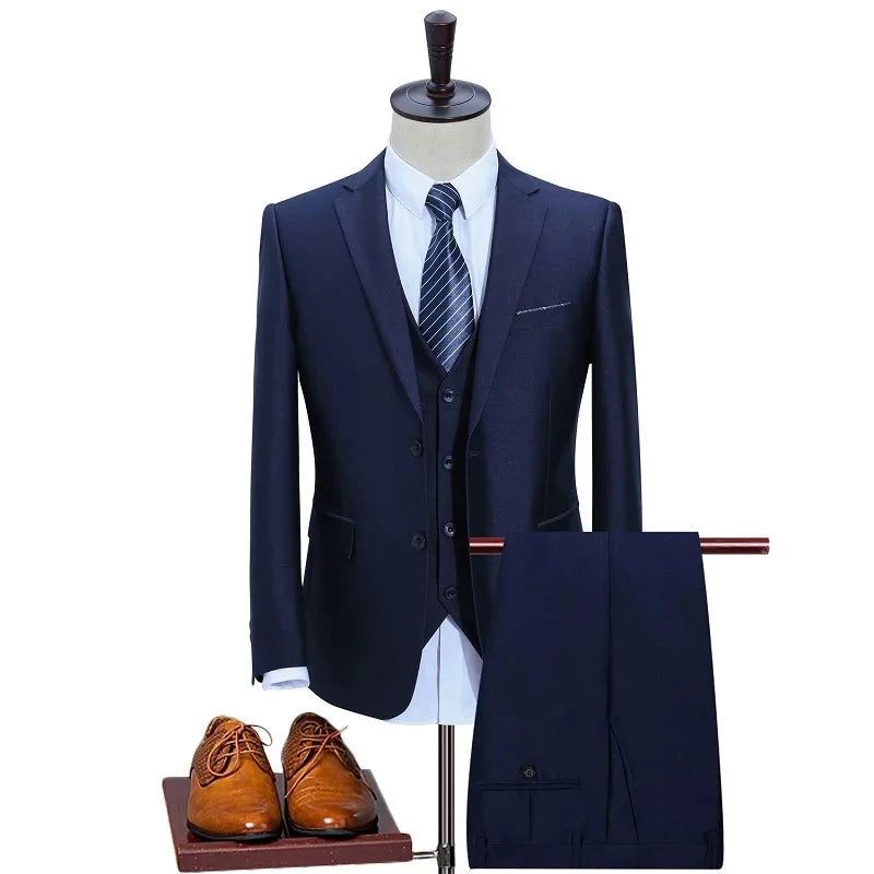 Herenkostuums Slim Custom Fit Tuxedo Business Dress Trouwpak Blazer - Blauw