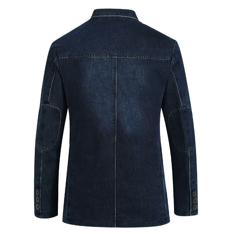 Herfst Blazer Denim Jas Heren Pak Jeans Jas Katoen Vintage Blauw Klassieke Slanke Vet Casual Kleding Overjas - Hemelsblauw