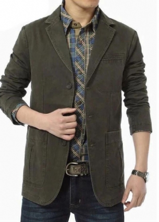 Lente Herfst Blazer Mannen Casual Katoenen Denim Jassen Slim Fit Luxe Pak Jas Militaire Uitloper