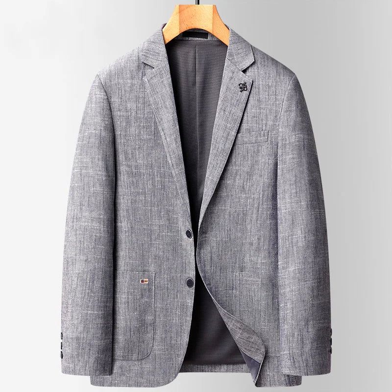 Linnen Blazers Mannelijke Losse Business Casual Jasje Luxe Outdoor Jassen Lente Pakken Voor Mannen - Blauw