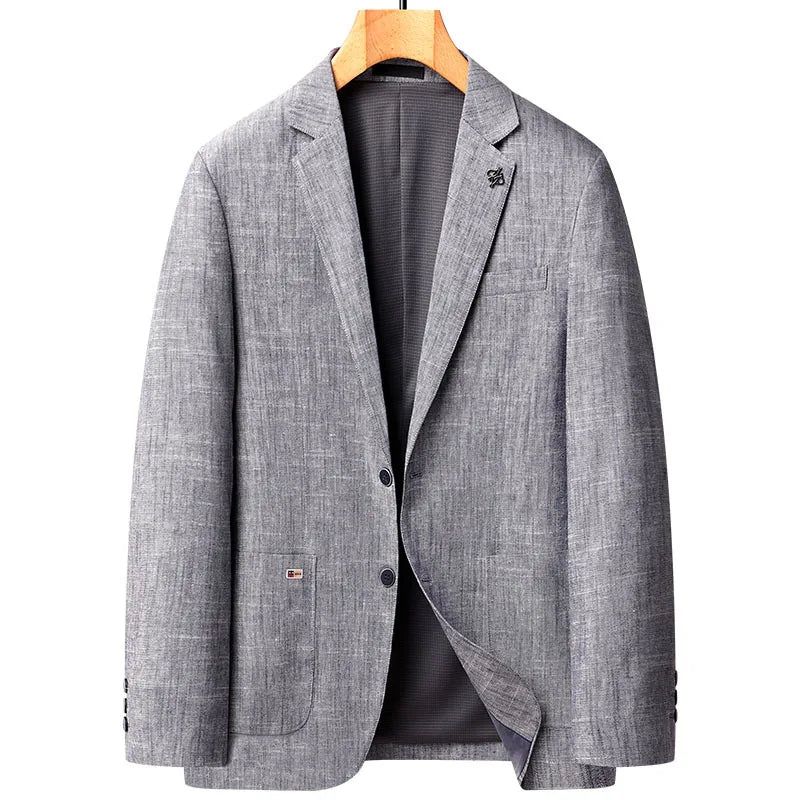 Linnen Blazers Mannelijke Losse Business Casual Jasje Luxe Outdoor Jassen Lente Pakken Voor Mannen - Blauw