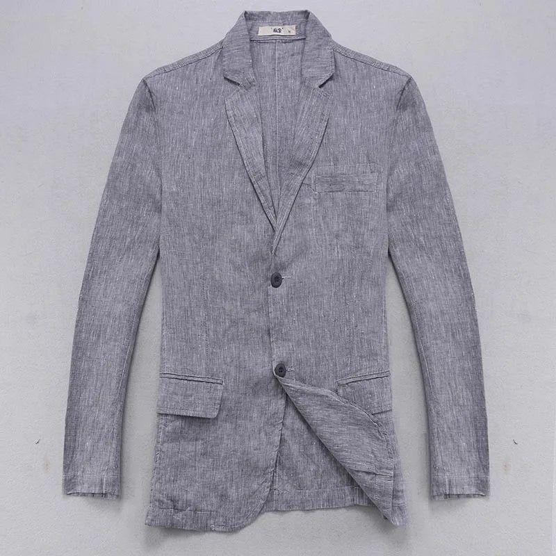 Linnen Jas Heren Blazer Effen Smart Casual Jassen - Marineblauw