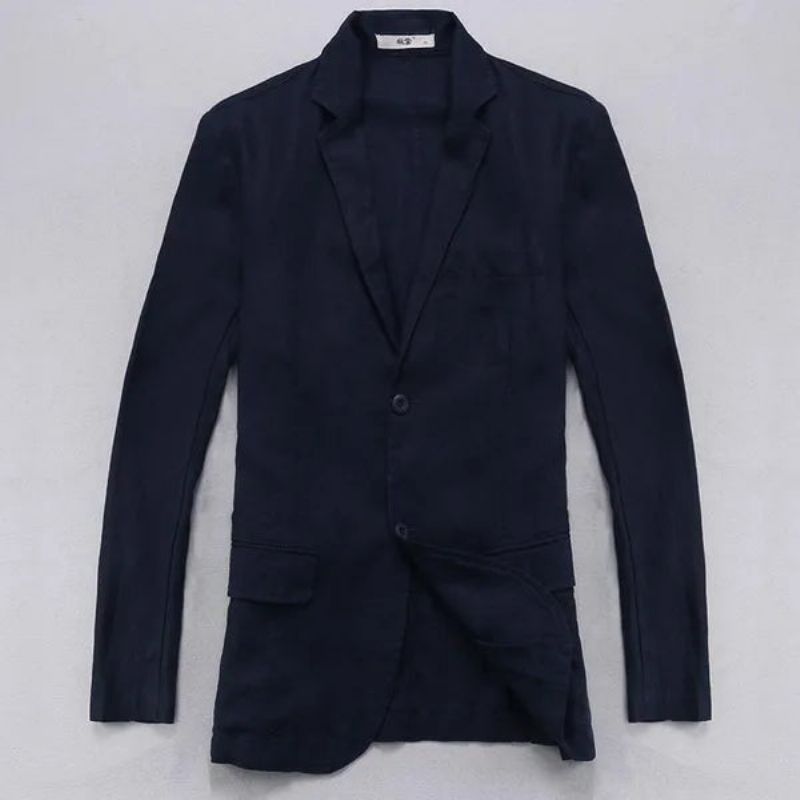 Linnen Jas Heren Blazer Effen Smart Casual Jassen - Marineblauw