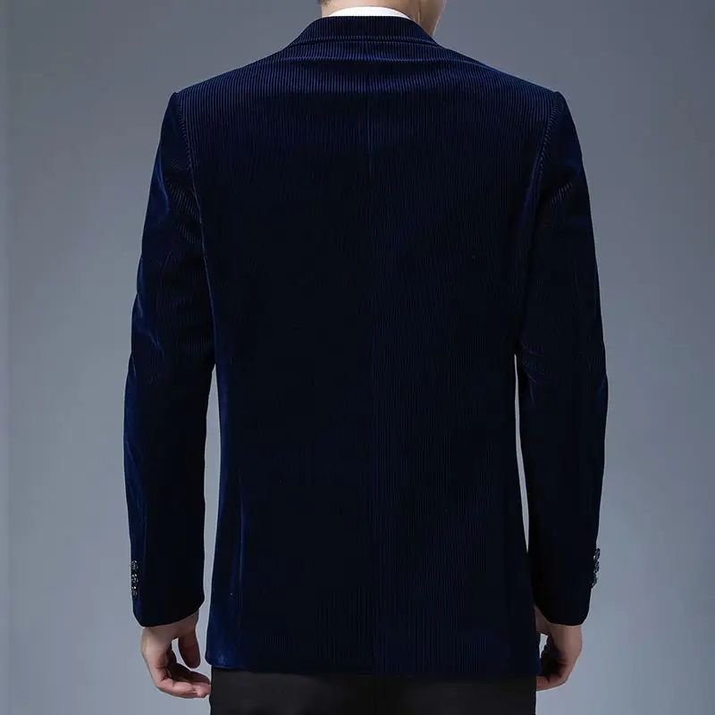 Mannelijke Casual Pak Jassen Blazer Voor Heren Bruiloft Slim Fit Uitloper Lont Blazers Elegante - Marineblauw