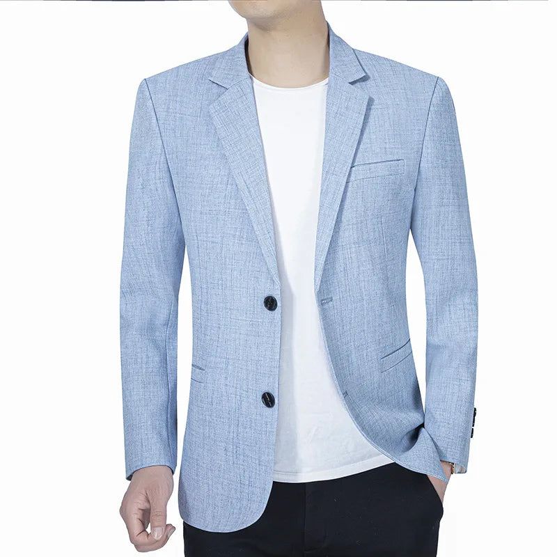 Mannen Jasje Dunne Blazers Lente Herfst Effen Business Casual Heren Kleding Blazer Jassen - Lichtblauw