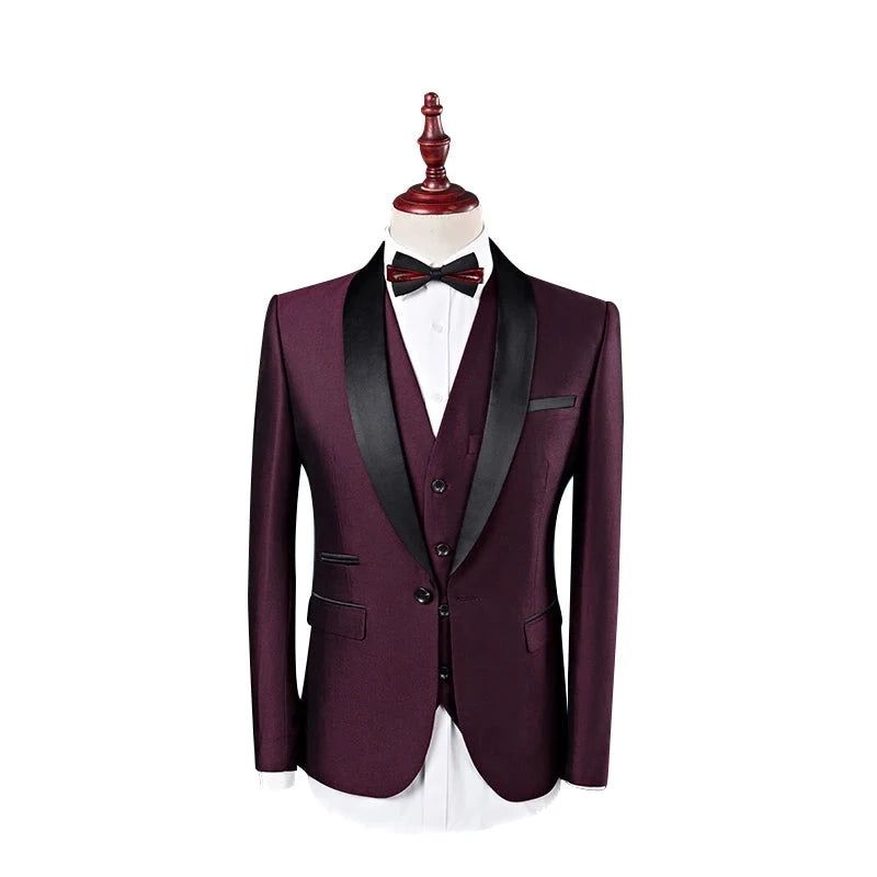 Mannen Pak Trouwkostuums Voor Sjaalkraag Slim Fit Bordeaux Pak Heren Koningsblauwe Smoking - Blauw