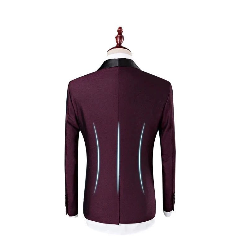 Mannen Pak Trouwkostuums Voor Sjaalkraag Slim Fit Bordeaux Pak Heren Koningsblauwe Smoking - Blauw