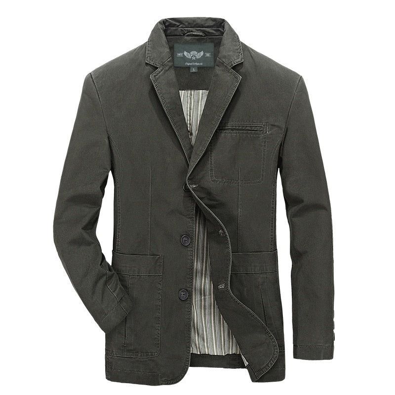 Militaire Blazer Jas Heren Lente Herfst Casual Katoen Gewassen Jassen Leger Bomberjacks Denim Cargo Geul - Kaki