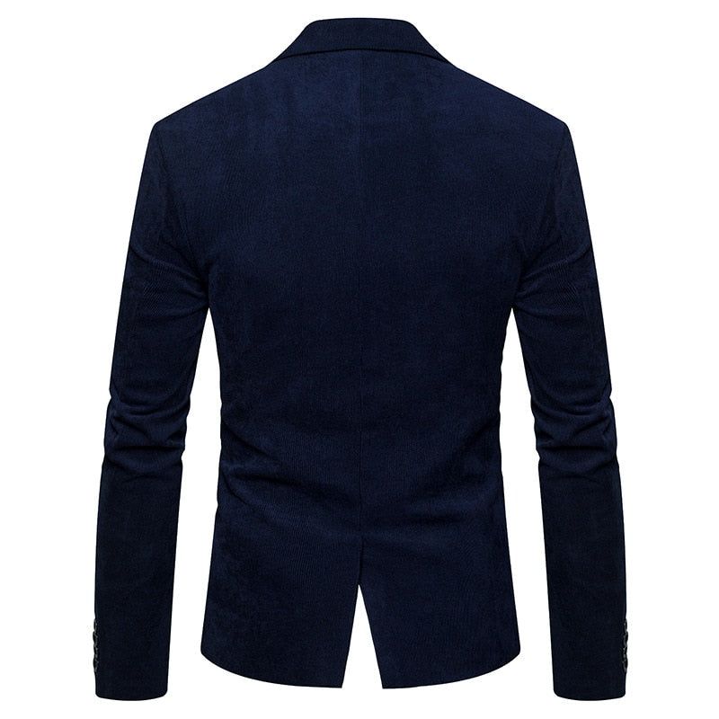 Nieuwe Casual Heren Blazer Corduroy Patchwork Business One Button Slim Fit Mannelijke Pakken Jas Blazers - Kaki