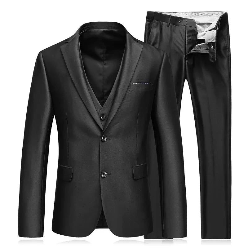 Slim Fit Suits Heren Notch Revers Zakelijke Bruiloft Bruidegom Vrije Tijd Tuxedo Nieuwste Jas Broek Ontwerpen - Zwart