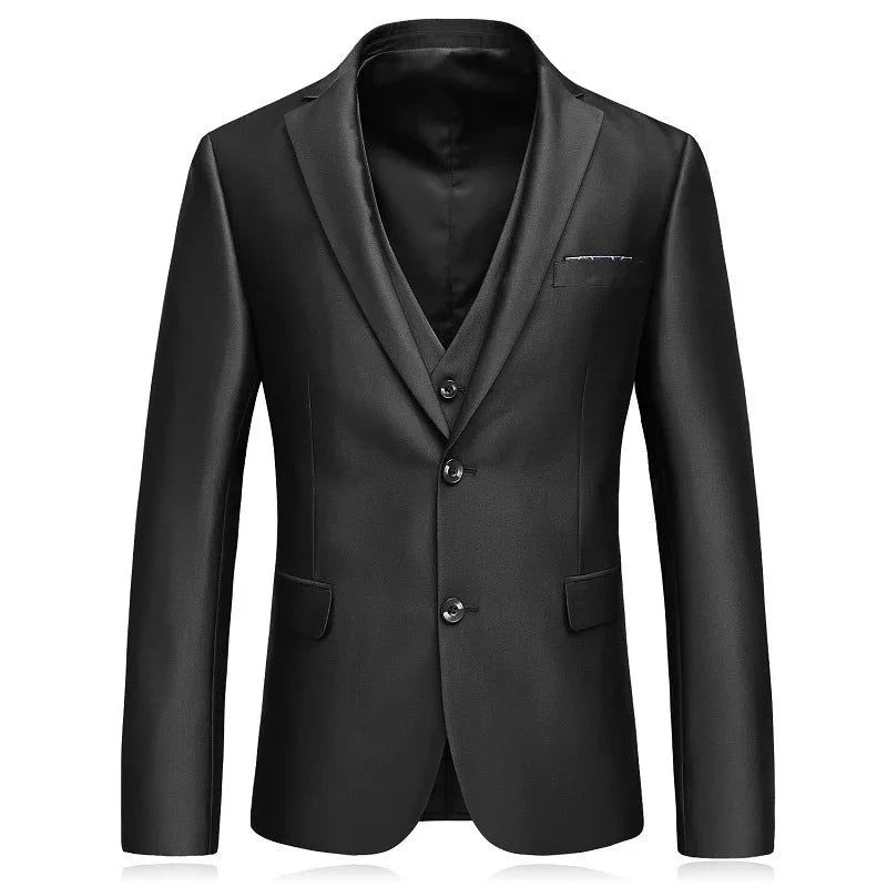 Slim Fit Suits Heren Notch Revers Zakelijke Bruiloft Bruidegom Vrije Tijd Tuxedo Nieuwste Jas Broek Ontwerpen - Zwart