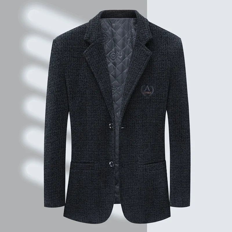 Slim-fit Trend Banket Knap Casual Tweed Colbert Voor Heren - Zwart