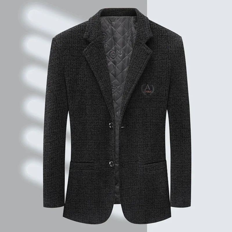 Slim-fit Trend Banket Knap Casual Tweed Colbert Voor Heren - Zwart