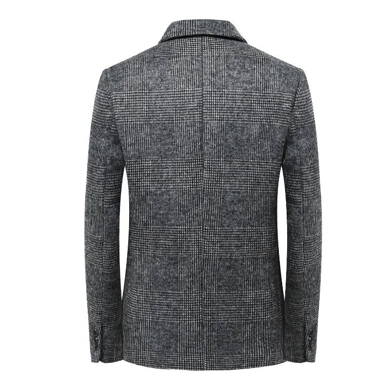 Wol Warm Heren Voor Blazer Herfst Winter Smart Casual Klassieke Met Enkele Rij Knopen - Grijs